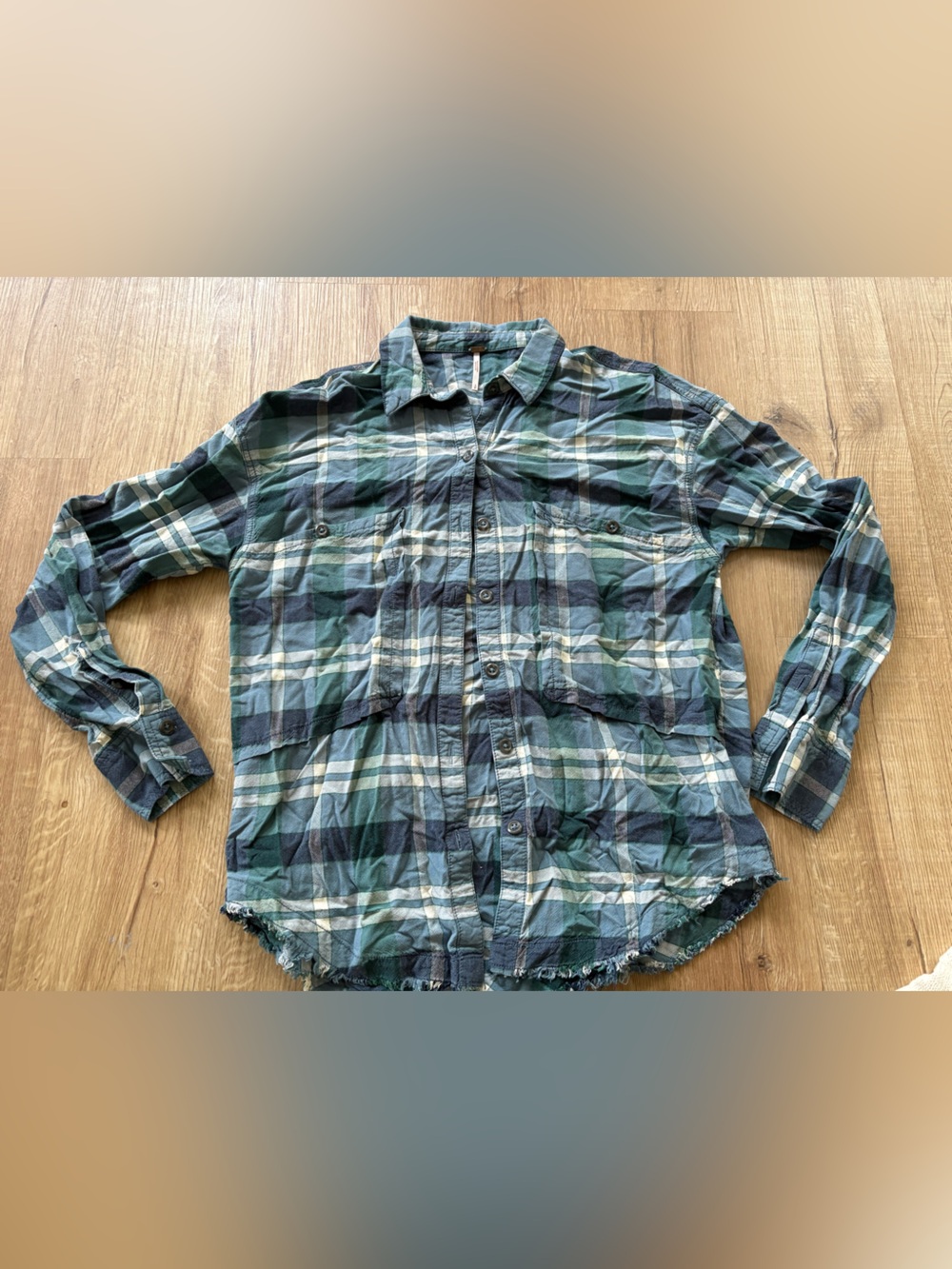 Free People Joplin Plaid Button down Sz Small